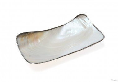 Rectangle shell dish with silver rim
